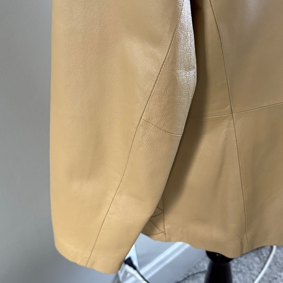 Pamela McCoy Collections Quilted Tan Leather Jacket Coat Sz 1X - Picture 8 of 15